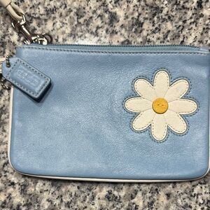 Coach Light Blue Wristlet with Daisy Accent
